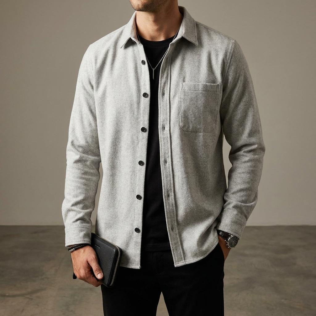 Men's Modern Grey Button-Down Overshirt